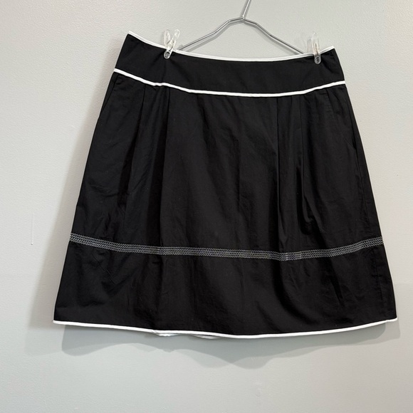Talbots Black A-Line 100%cotton Skirt with White Trim - Size 14 - Picture 3 of 9